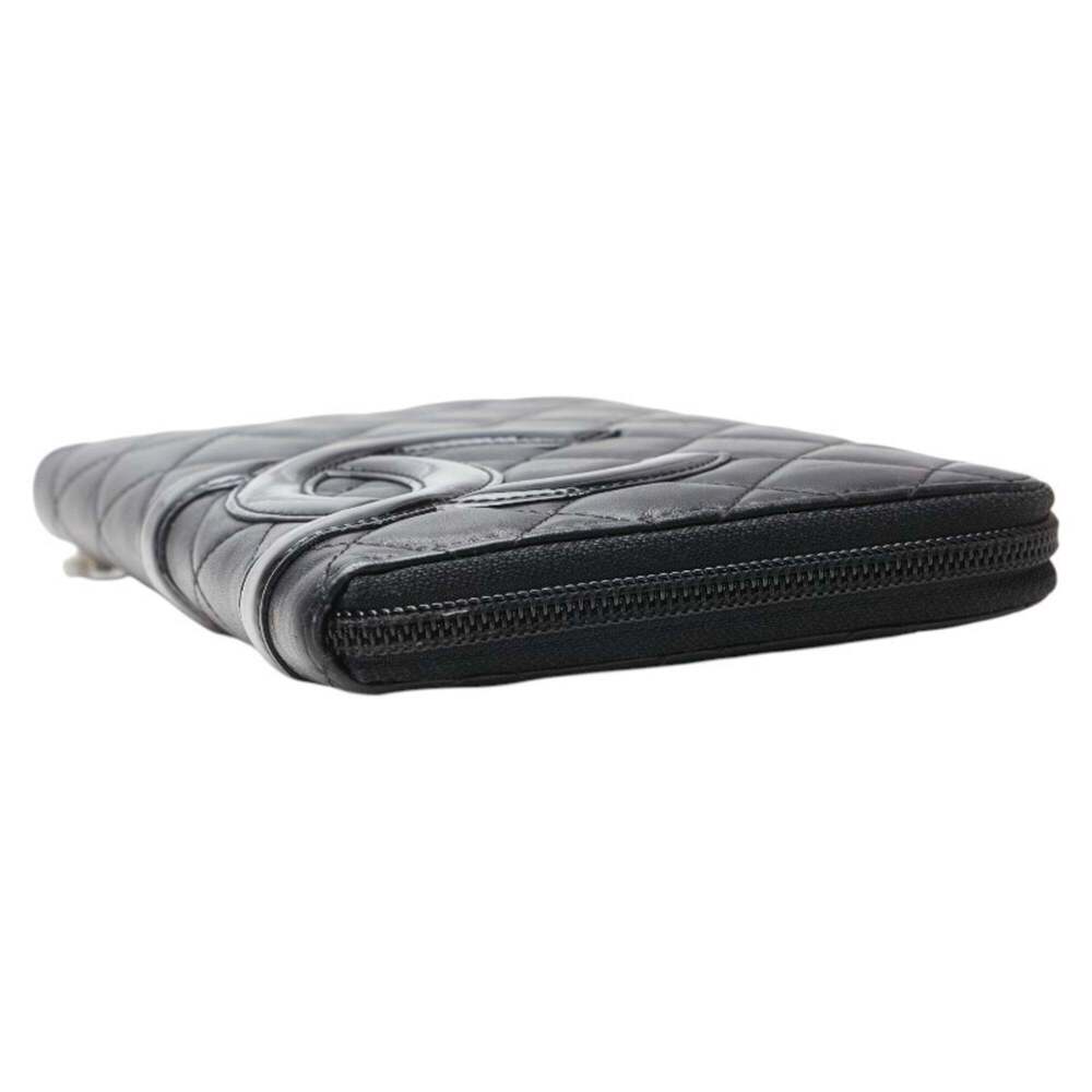 CHANEL Authentic Black Lambskin Leather Logo Wallet - Picture 5 of 16